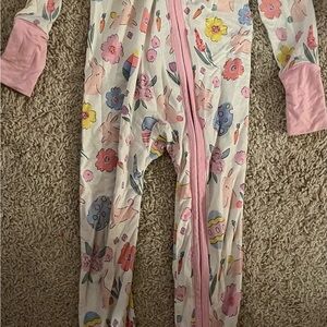 Angel Dear Girl’s Bunny and Floral Bamboo Footie Pajamas, Size 18-24M